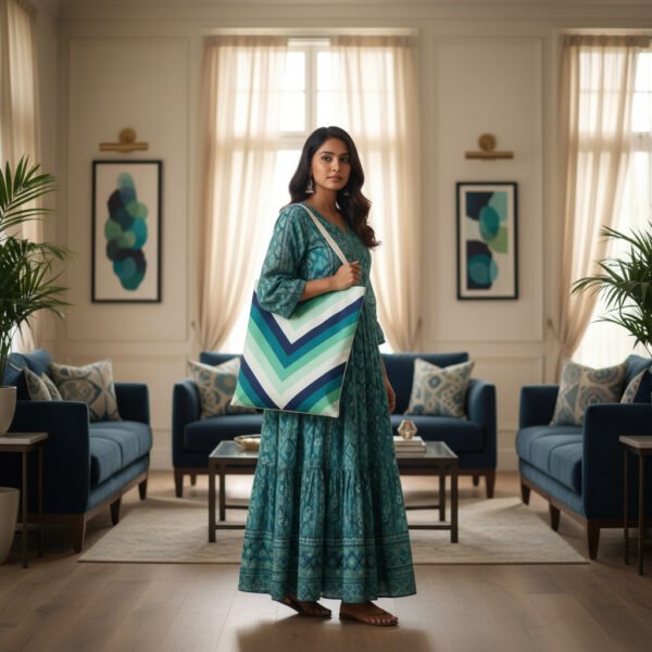 Aurora Mist Chevron Tote Bag