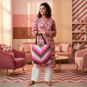 Berry Mocha Chevron Tote Bag