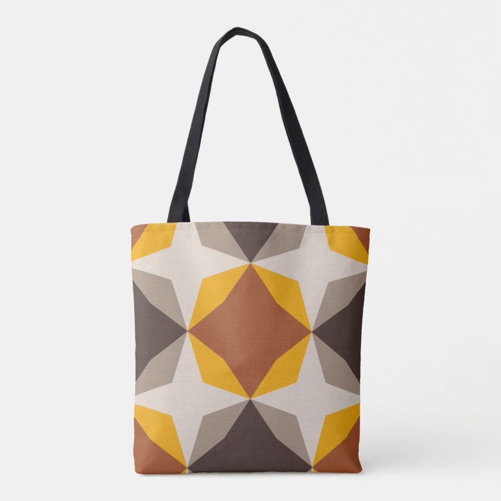 Amber Flame Diamond Motif Tote Bag