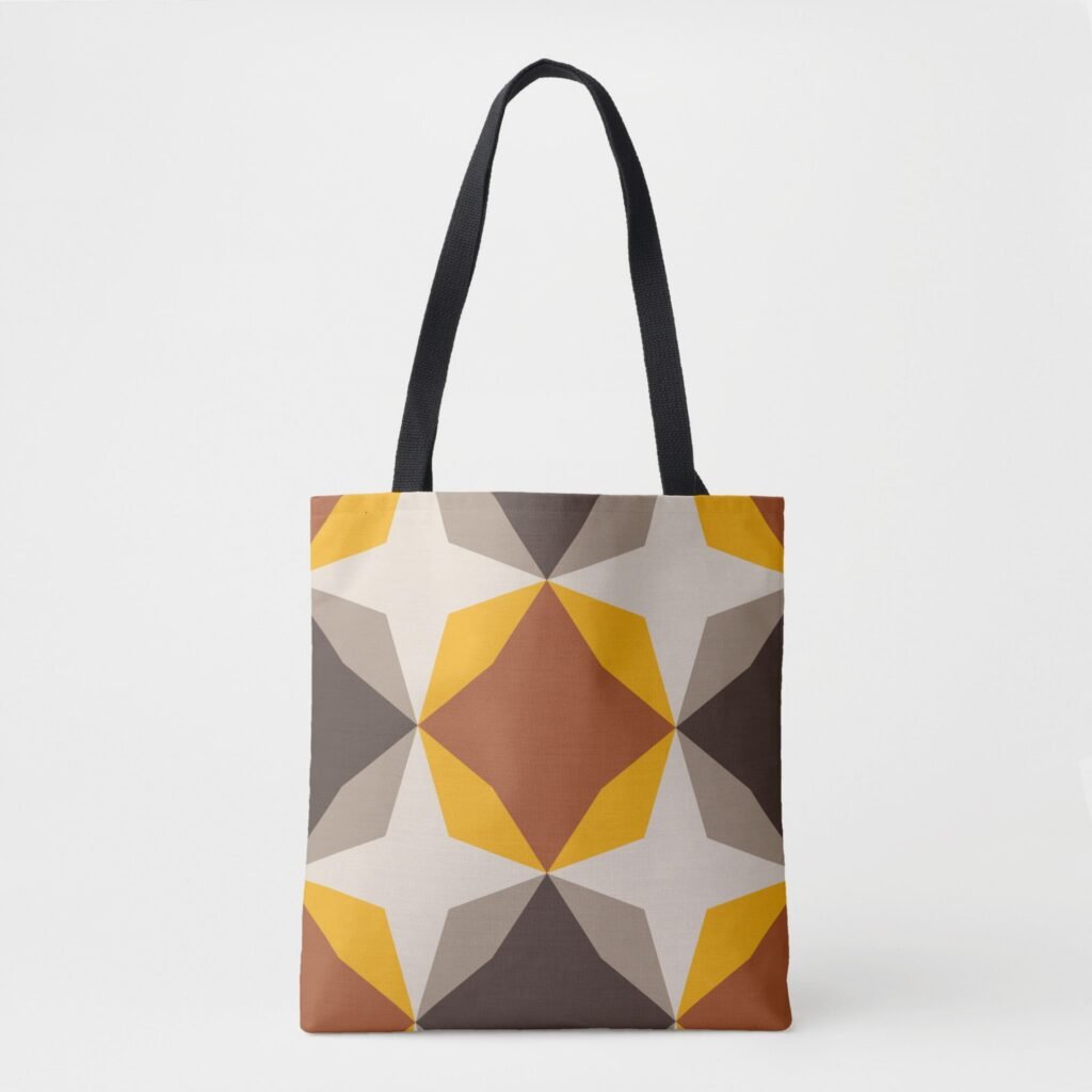 Amber Flame Diamond Motif Tote Bag