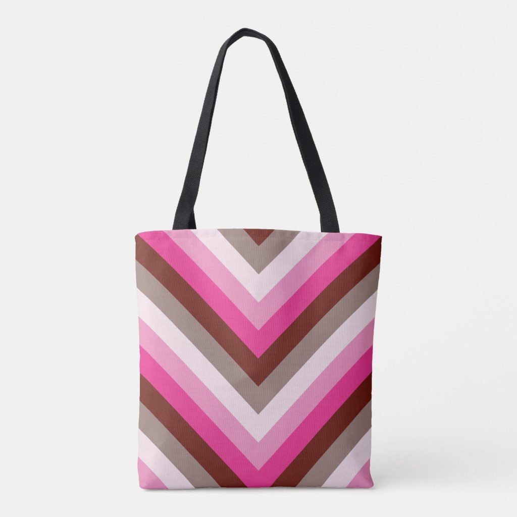 Berry Mocha Chevron Tote Bag - Image 2