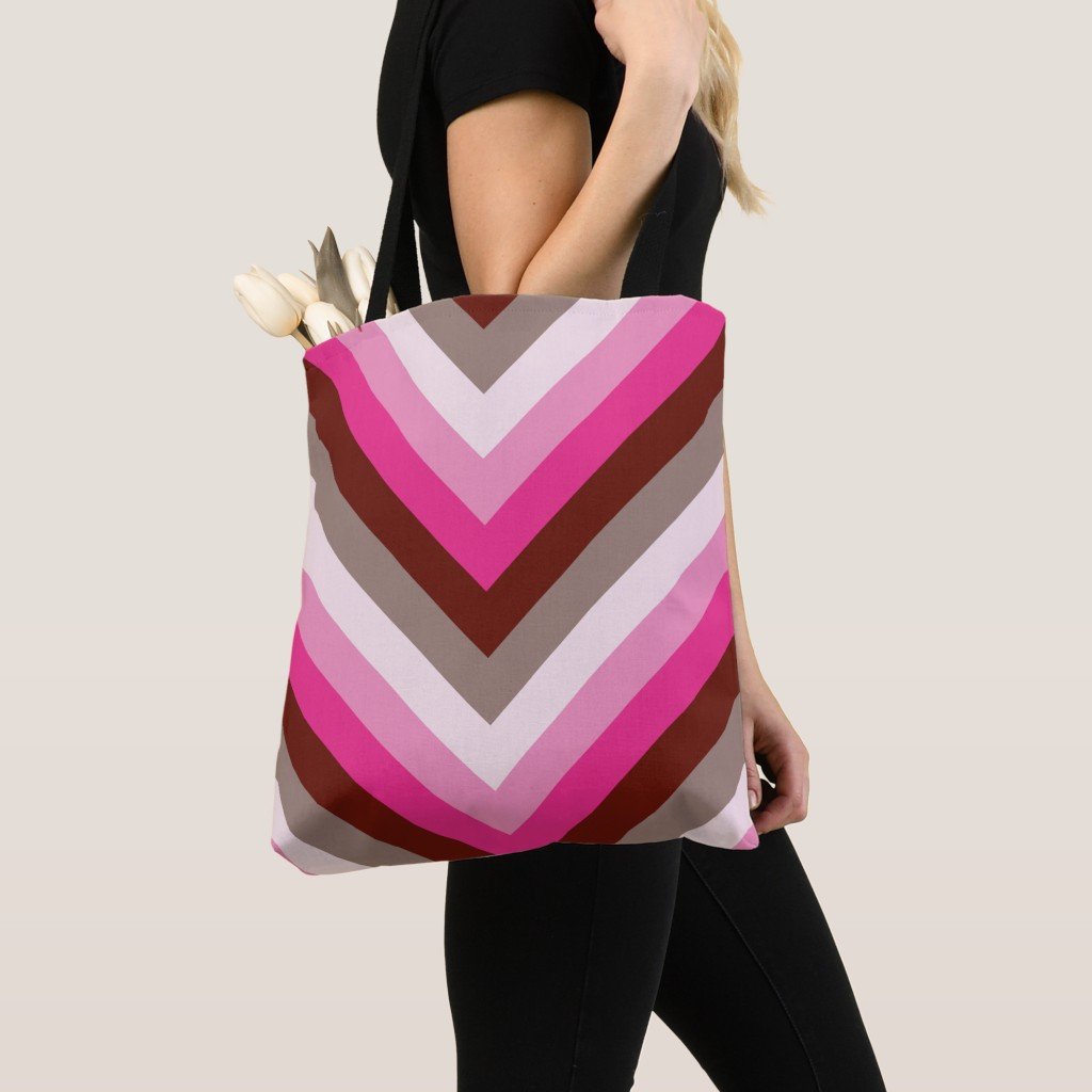 Berry Mocha Chevron Tote Bag - Image 5