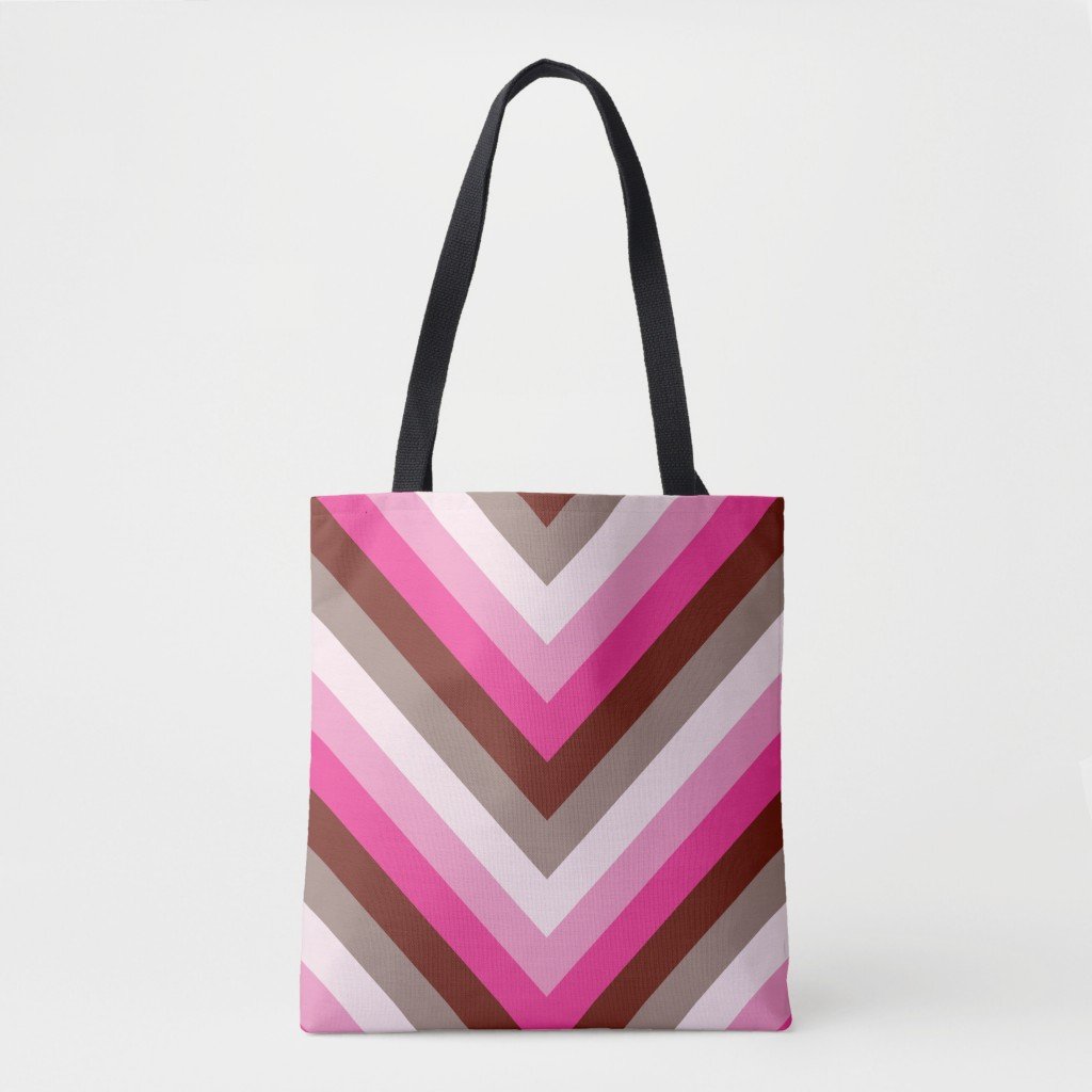 Berry Mocha Chevron Tote Bag - Image 3