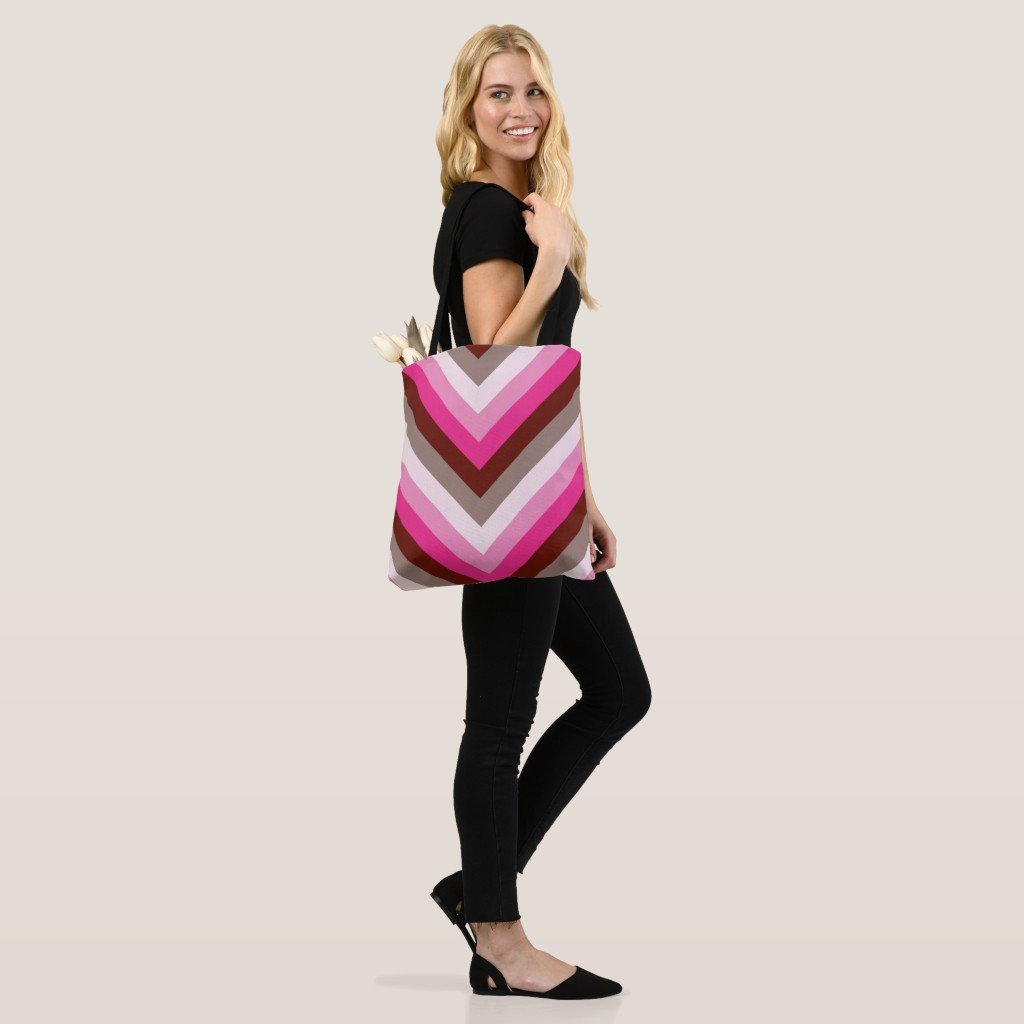 Berry Mocha Chevron Tote Bag - Image 4