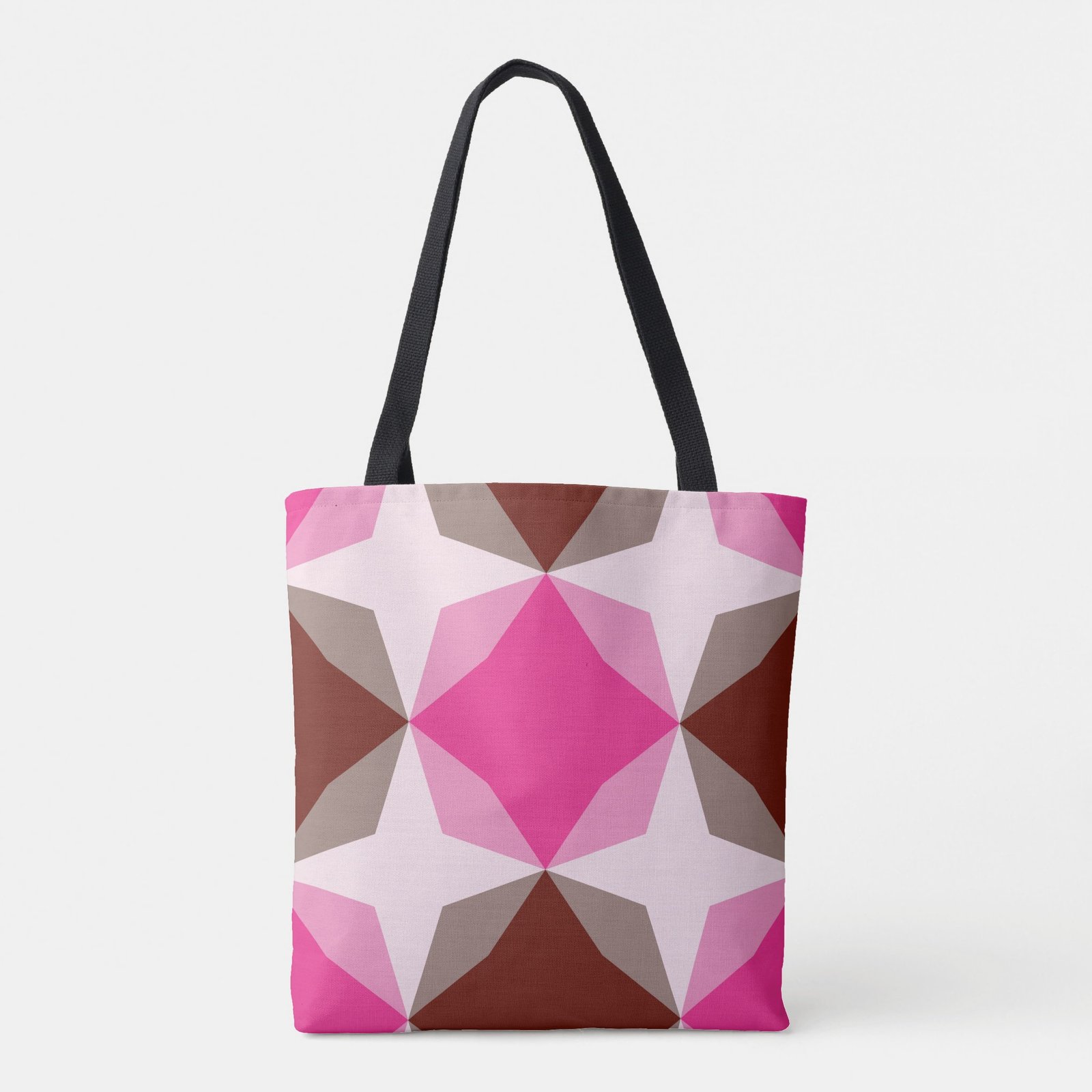 Berry Mocha Diamond Motif Tote Bag - Image 2