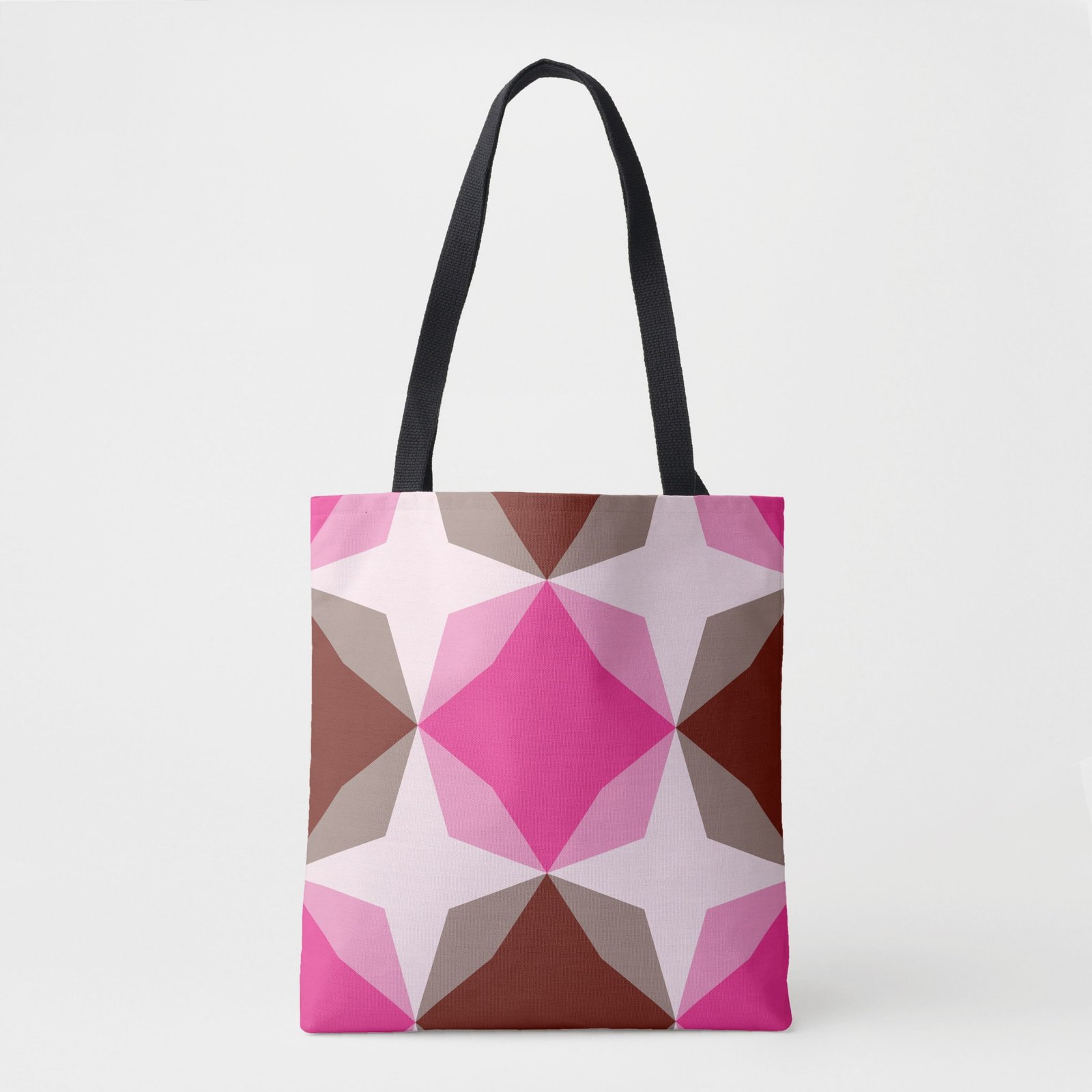 Berry Mocha Diamond Motif Tote Bag - Image 3