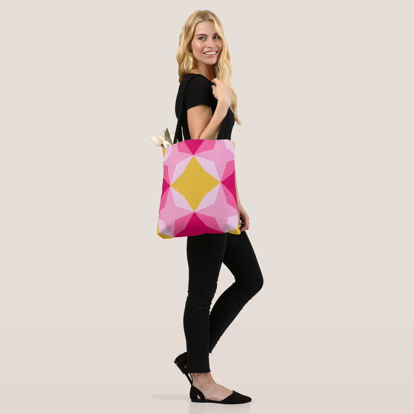 Bubblegum Diamond Motif Tote Bag - Image 3