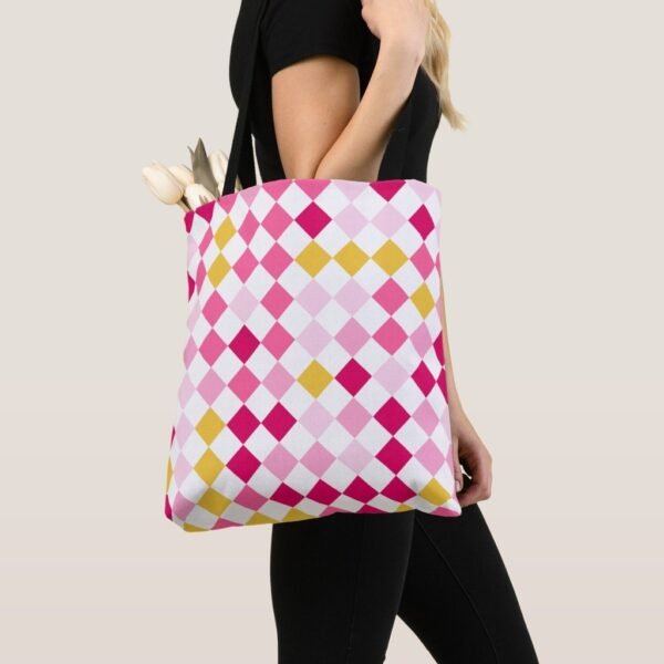 Bubblegum Sunrise Harlequin Tote Bag