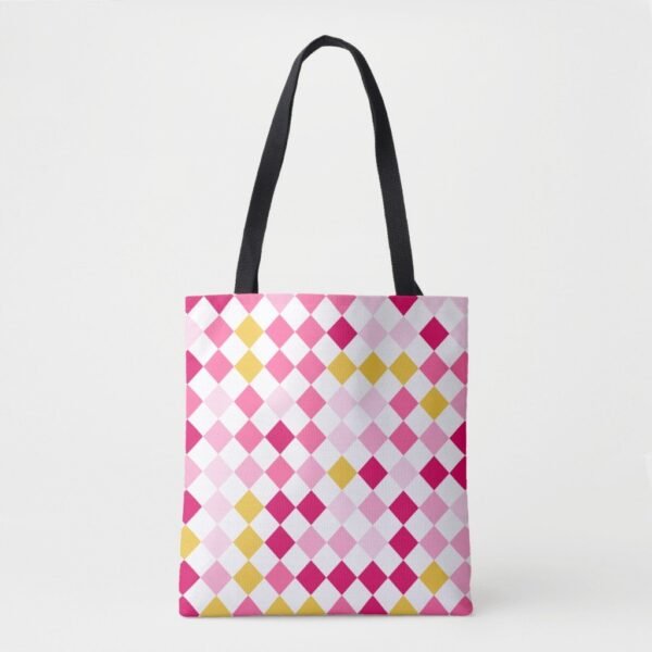 Bubblegum Sunrise Harlequin Tote Bag - Image 3