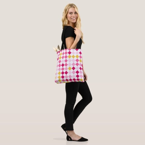 Bubblegum Sunrise Harlequin Tote Bag - Image 4