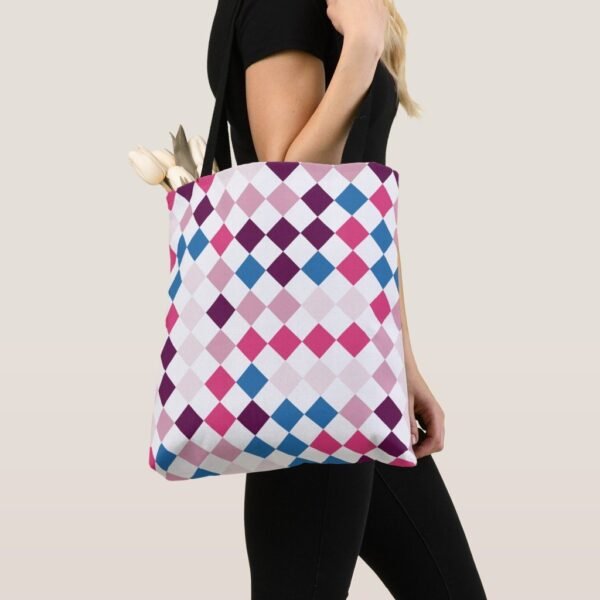 Deep Wine Harlequin Tote Bag