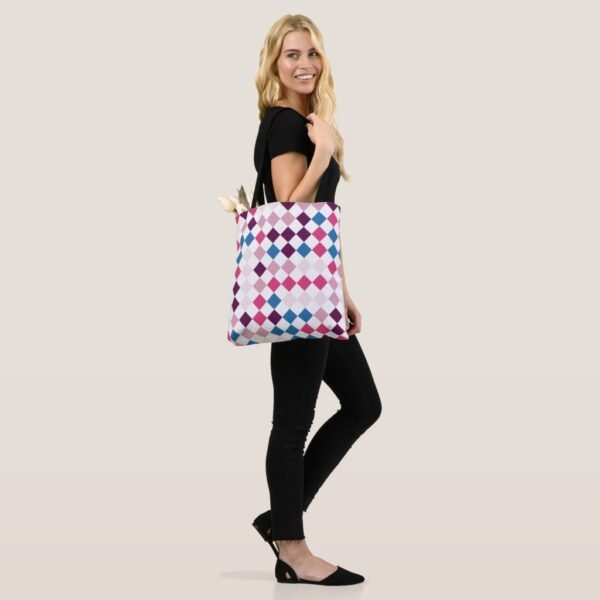 Deep Wine Harlequin Tote Bag - Image 4