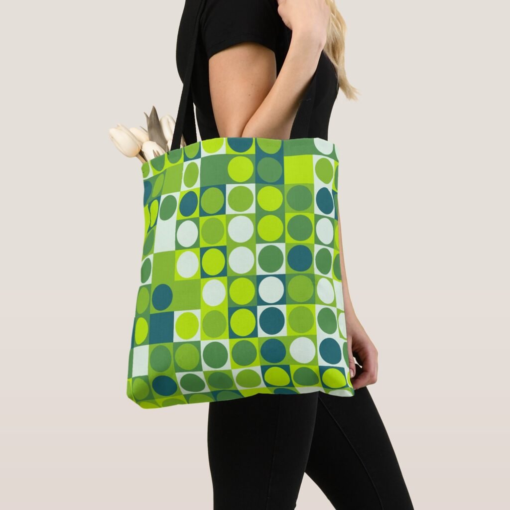 Green Groove Polka Mosaic Tote Bag
