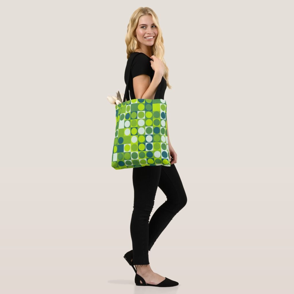 Green Groove Polka Mosaic Tote Bag