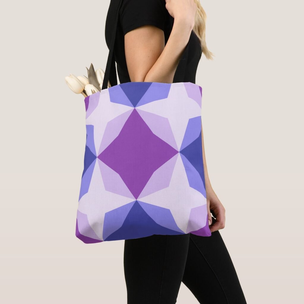 Lavender Diamond Motif Tote Bag