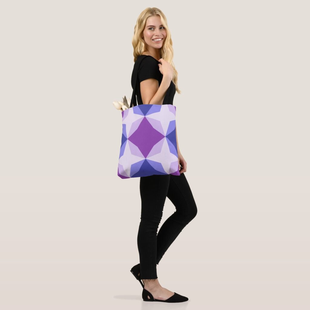 Lavender Diamond Motif Tote Bag
