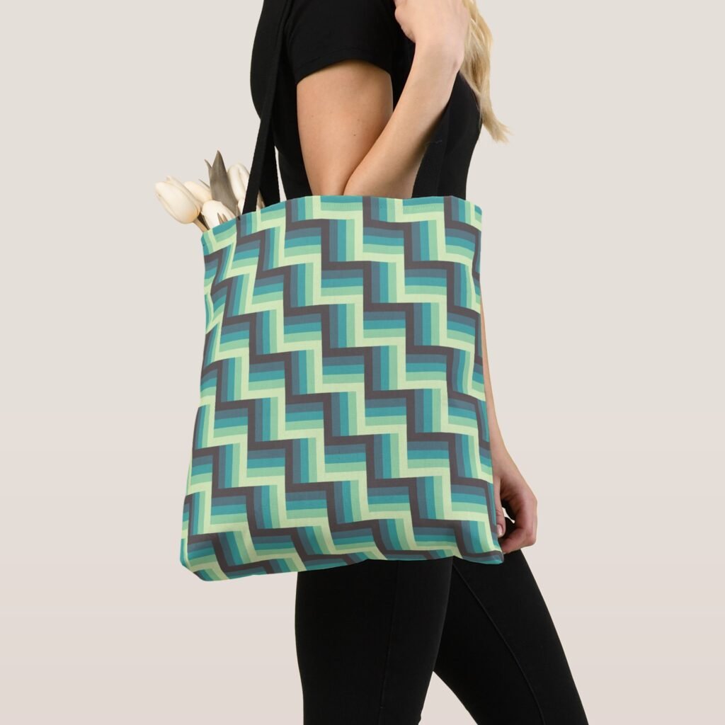 Mint Matrix Weave Tote Bag