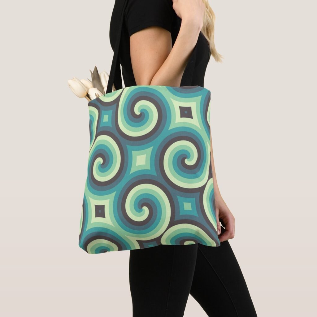 Mint Swirl Mosaic Tote Bag