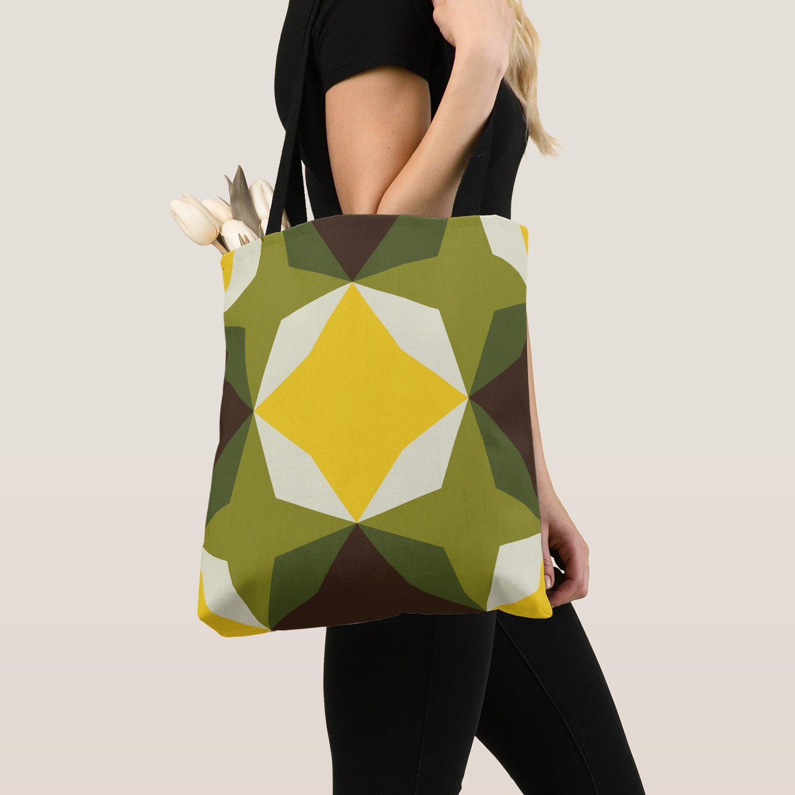 Oak Bark Diamond Motif Tote Bag - Image 3