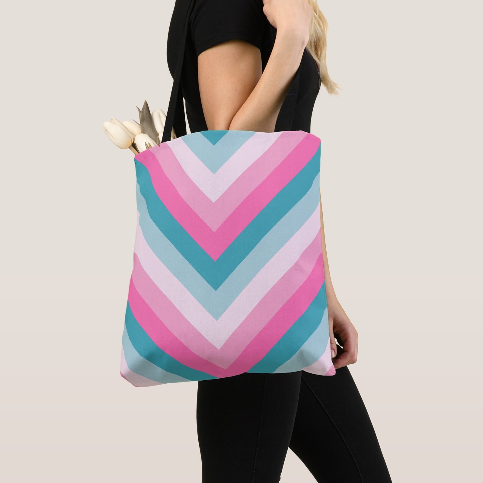 Ocean Rose Chevron Delight Tote Bag - Image 4