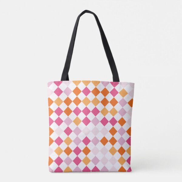 Peachy Sunset Harlequin Tote Bag - Image 2