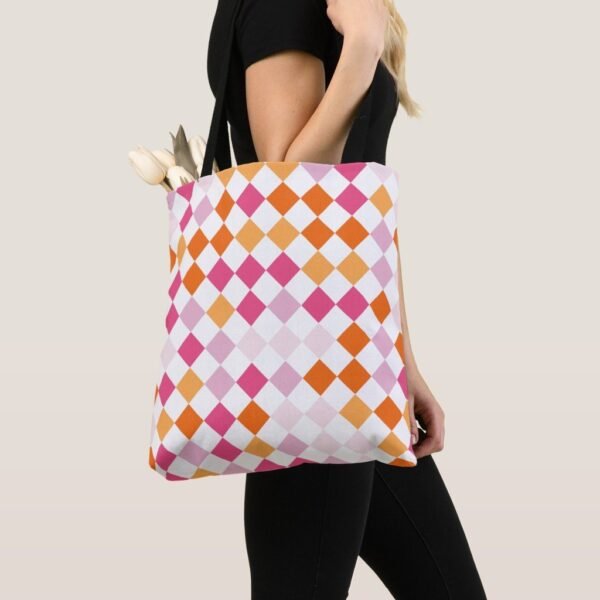 Peachy Sunset Harlequin Tote Bag