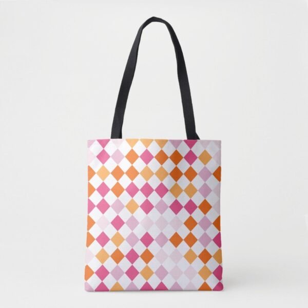 Peachy Sunset Harlequin Tote Bag - Image 3