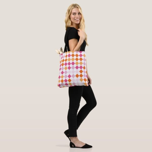 Peachy Sunset Harlequin Tote Bag - Image 4