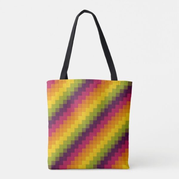 Pixel Parade Diagonal Fiesta Tote Bag - Image 3