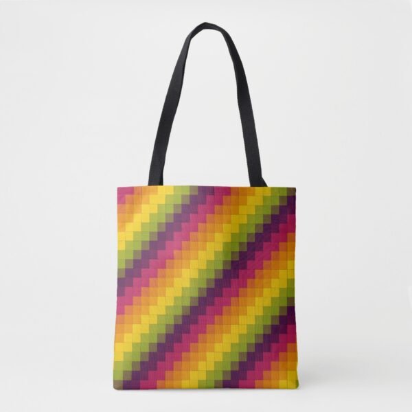 Pixel Parade Diagonal Fiesta Tote Bag