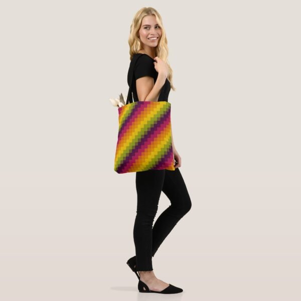 Pixel Parade Diagonal Fiesta Tote Bag - Image 4