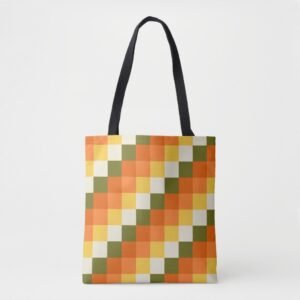 Pumpkin Fade Grid Tote Bag