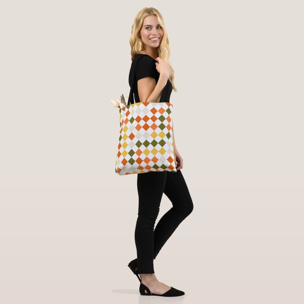 Pumpkin Field Harlequin Tote Bag - Image 4