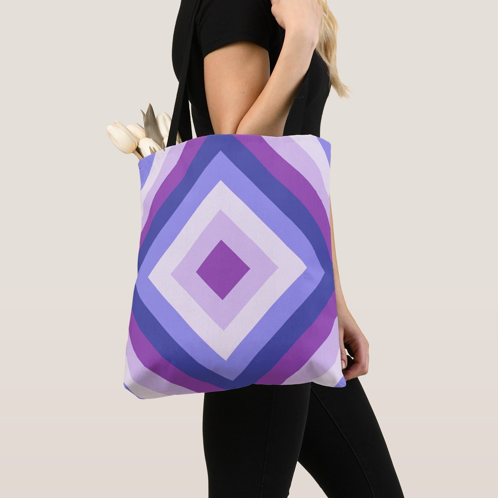 Purple Lavender Diamond Tote Bag - Image 2