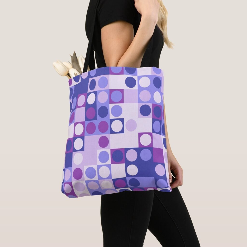 Purple Lavender Polka Tote Bag