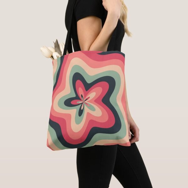 Retro Bloom Swirl Tote Bag - Image 3