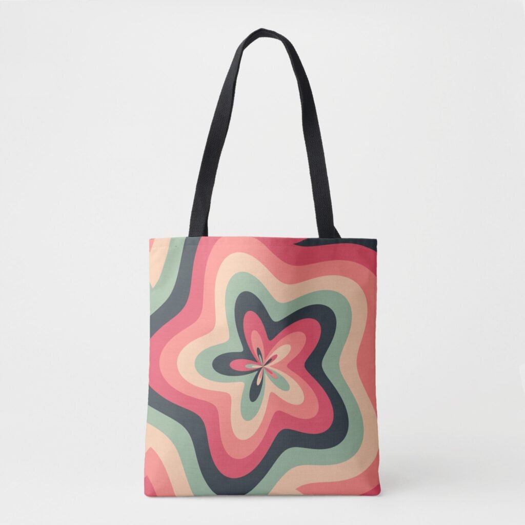 Retro Bloom Swirl Tote Bag