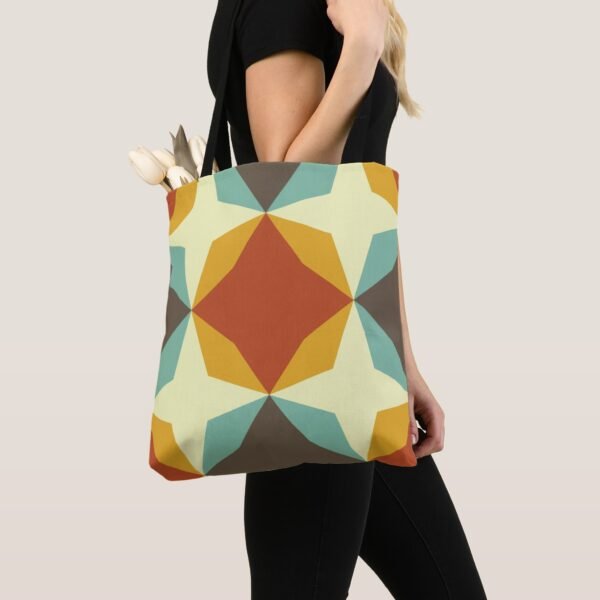 Retro Diamond Motif Tote Bag - Image 5
