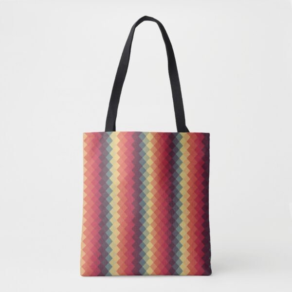 Retro Radiance Grid Tote Bag