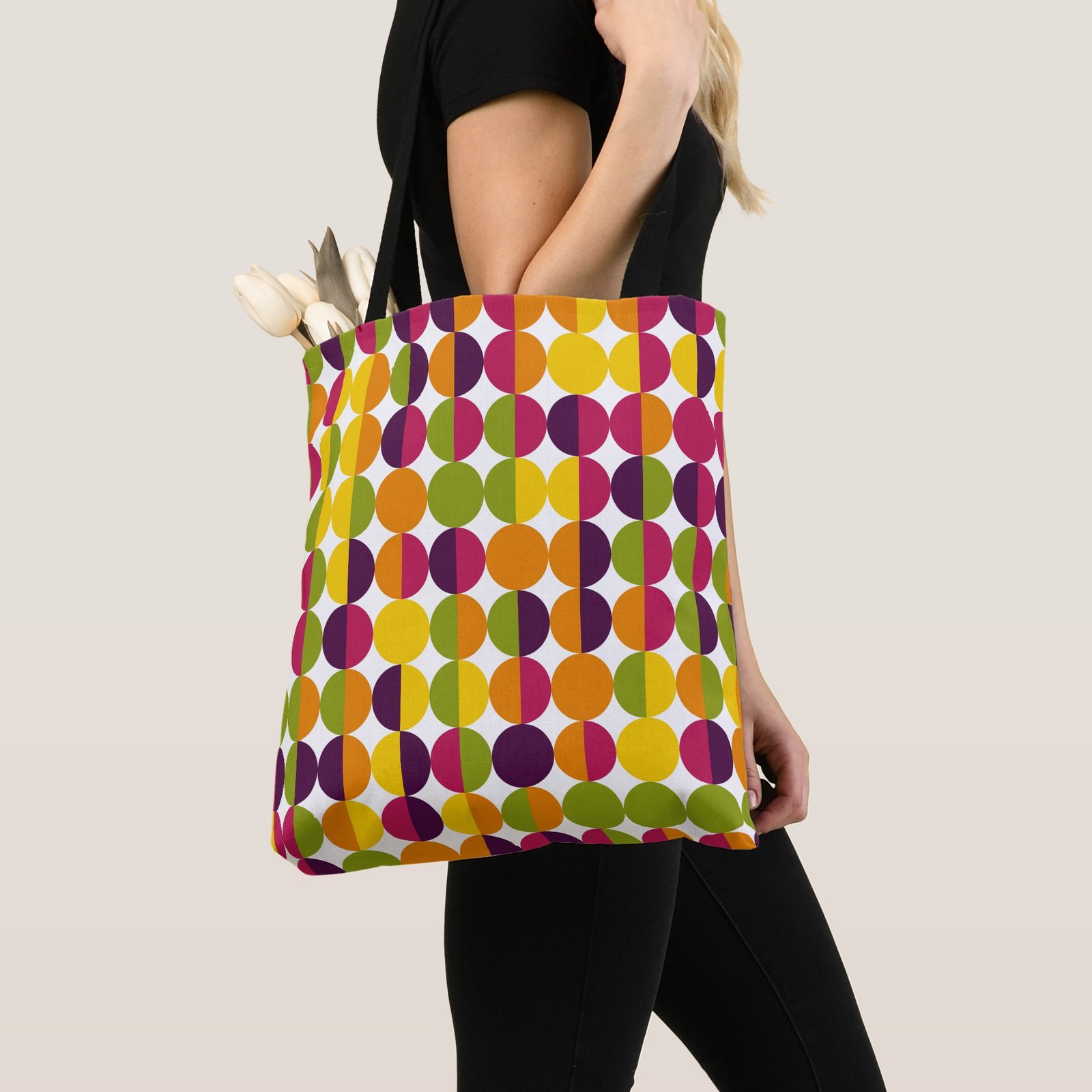 Split Pop Circles Tote Bag - Image 4
