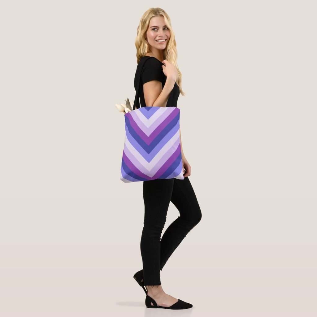 Violet Pulse Chevron Tote Bag