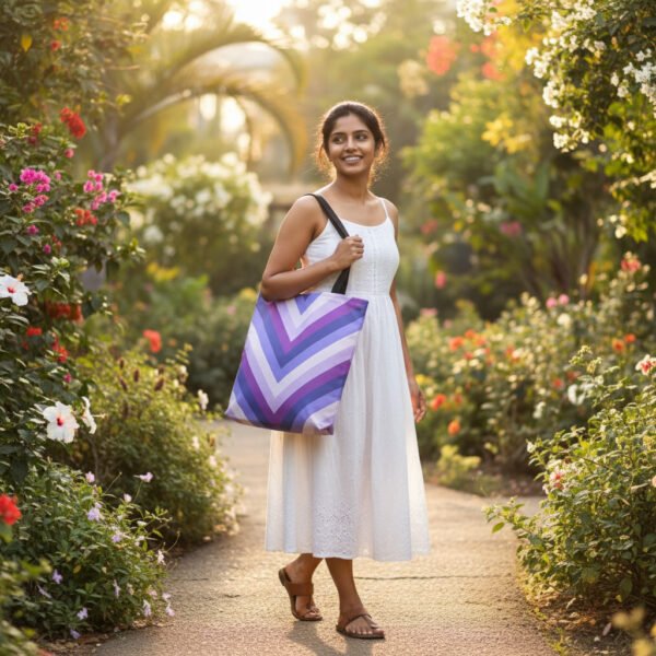 Violet Pulse Chevron Tote Bag