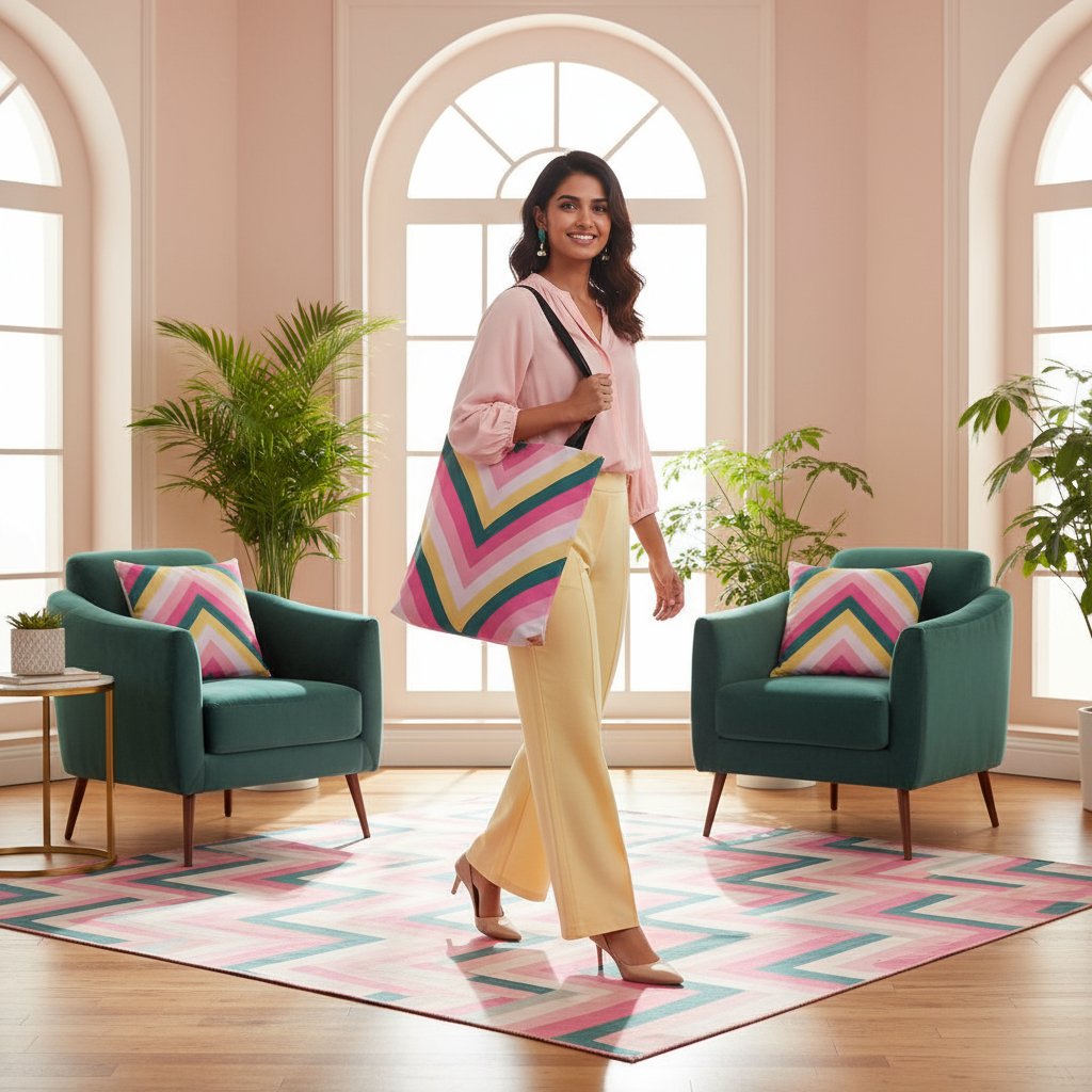 Warm Honey Chevron Tote Bag - Image 1