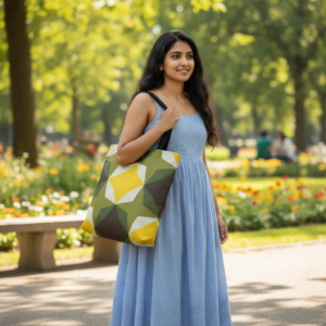 Oak Bark Diamond Motif Tote Bag