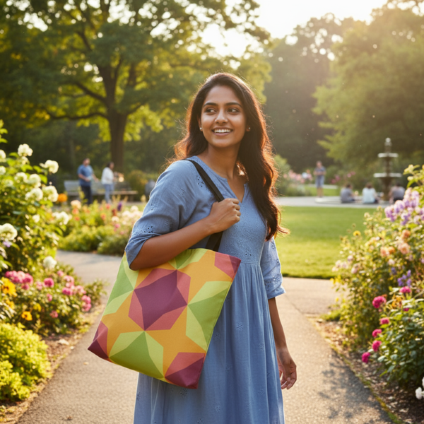 Pastel Diamond Motif Tote Bag