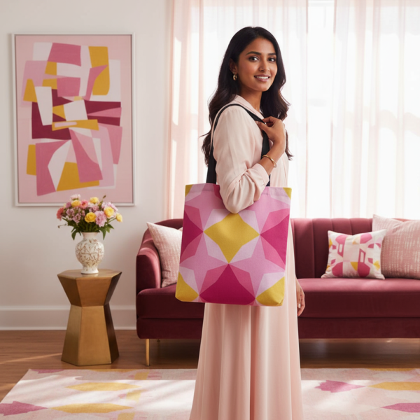 Bubblegum Diamond Motif Tote Bag