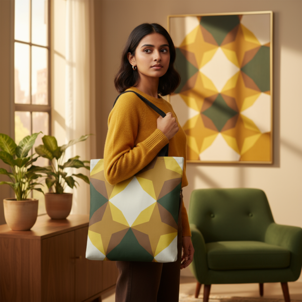 Forest Bark Diamond Motif Tote Bag