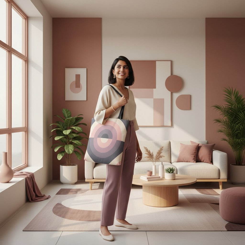 Coffee Cream Orbit Tote Bag - Image 1