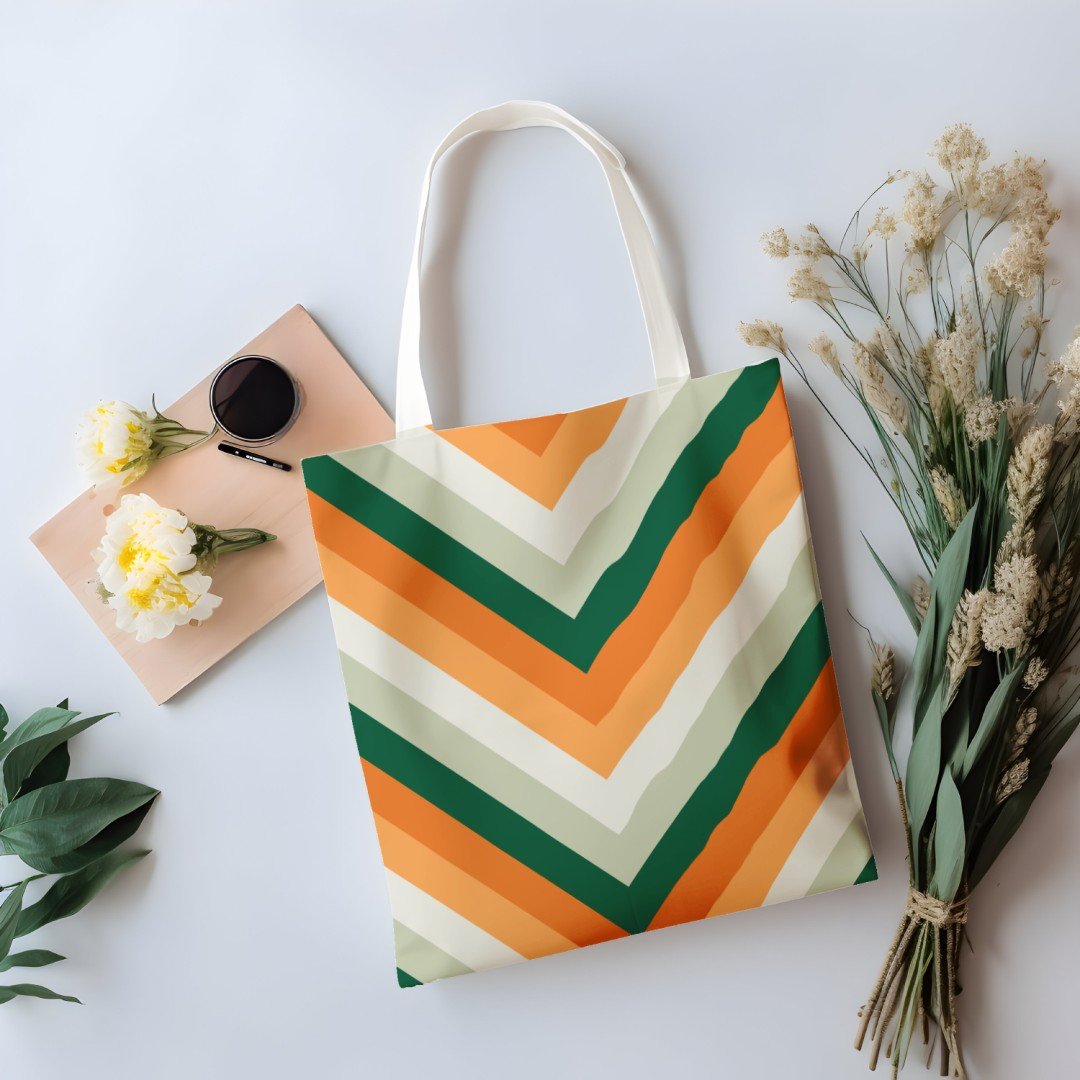 Autumn Groove Chevron Tote Bag - Image 4