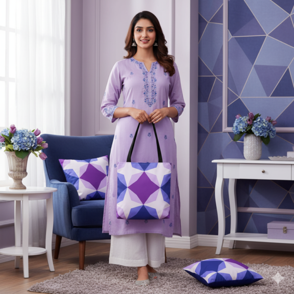 Purple Lavender Diamond Motif Tote Bag